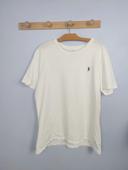 T-shirt Ralph Lauren Blanc Logo Brodé Bleu Marine Taille L Homme