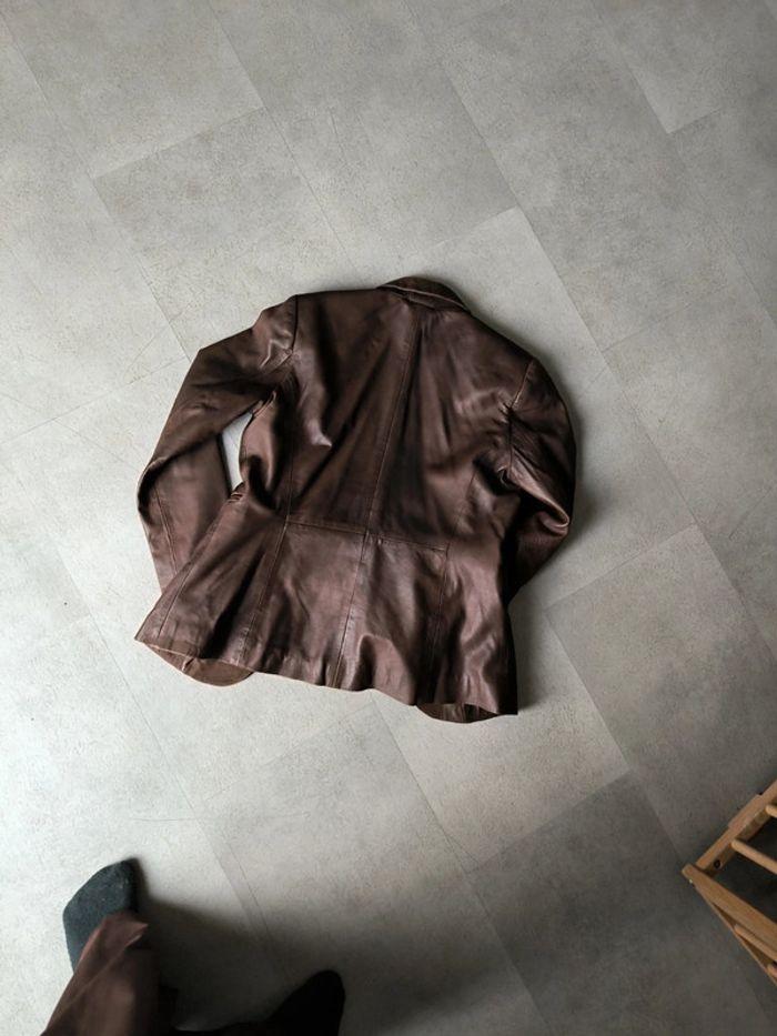 Veste simili cuir marron - photo numéro 4