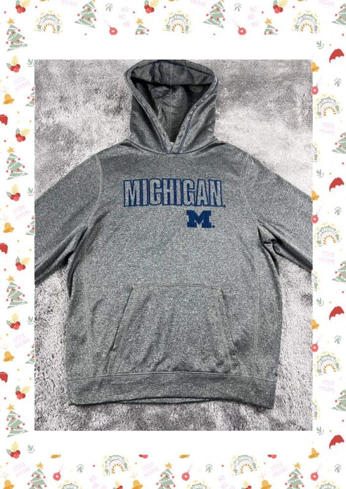 👕 Sweat à capuche Veste University Rare Vintage y2k 90s 2000s Michigan Logo Brodé Gris Taille M 👕 - photo numéro 6