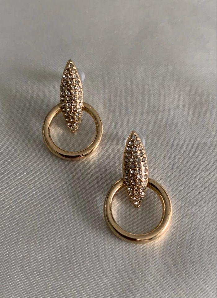 Magnifiques boucles d’oreilles pendantes cercle et strass en alliage de zinc - photo numéro 5