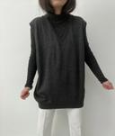 Oversized pull long sans manches anthracite