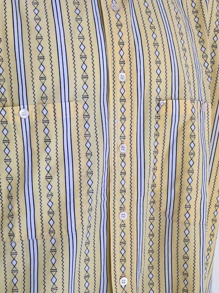 Chemise jaune clair blanc aztèque vintage / New Man - 42/XL - photo numéro 2