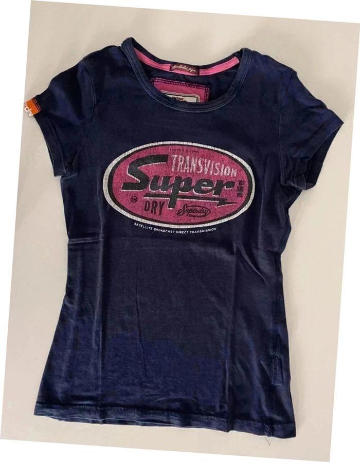 Tshirt Superdry bleu marine femme taille XS - photo numéro 2