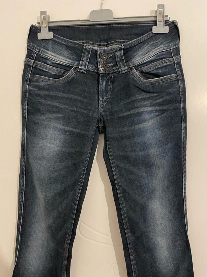 Jean extensible bleu effet délavé taille basse coupe slim pepe jeans taille W28 L34 soit taille 38 - photo numéro 2