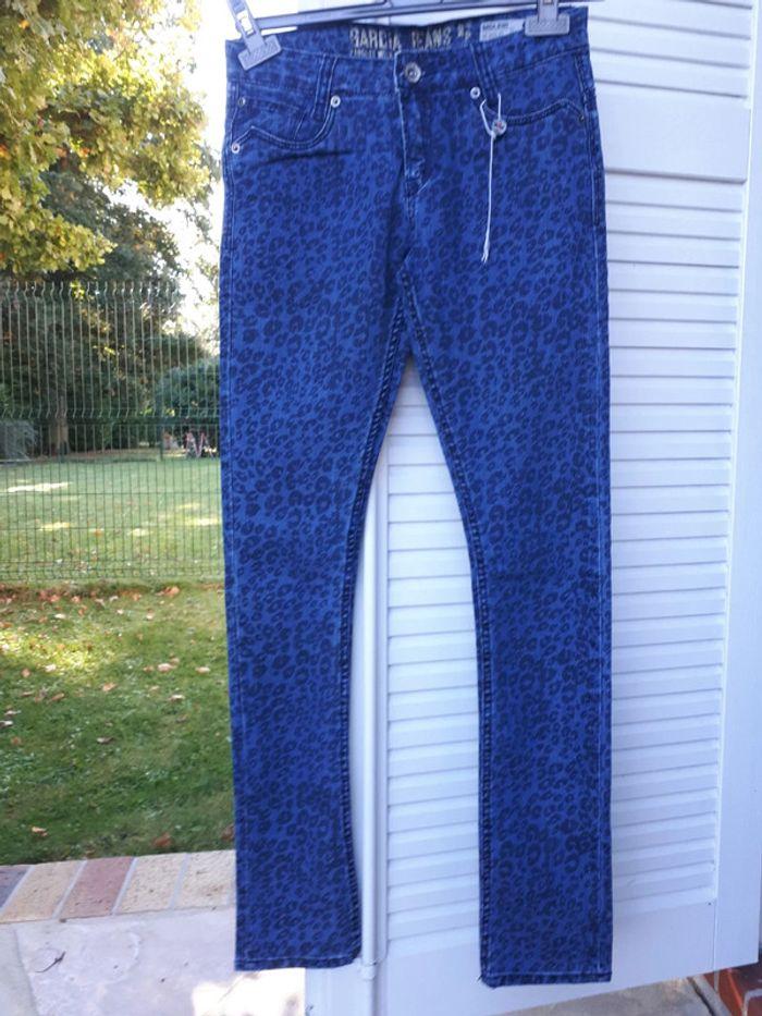 Pantalon jean imprimé léopard bleu Garcia Jeans raille 15A , 170 - photo numéro 1