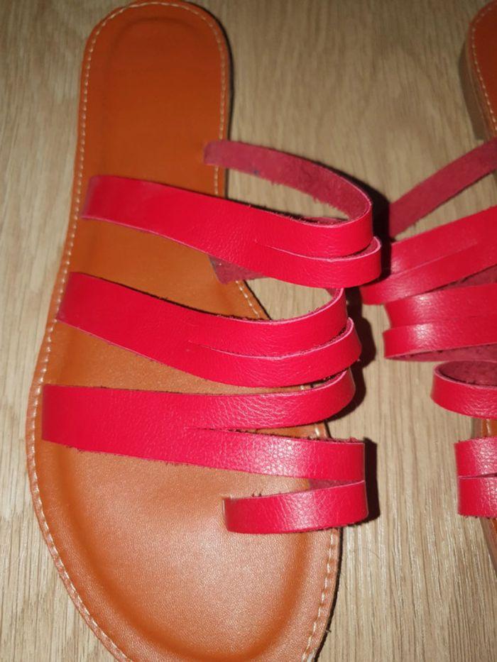 Mules rouges en cuir - photo numéro 2