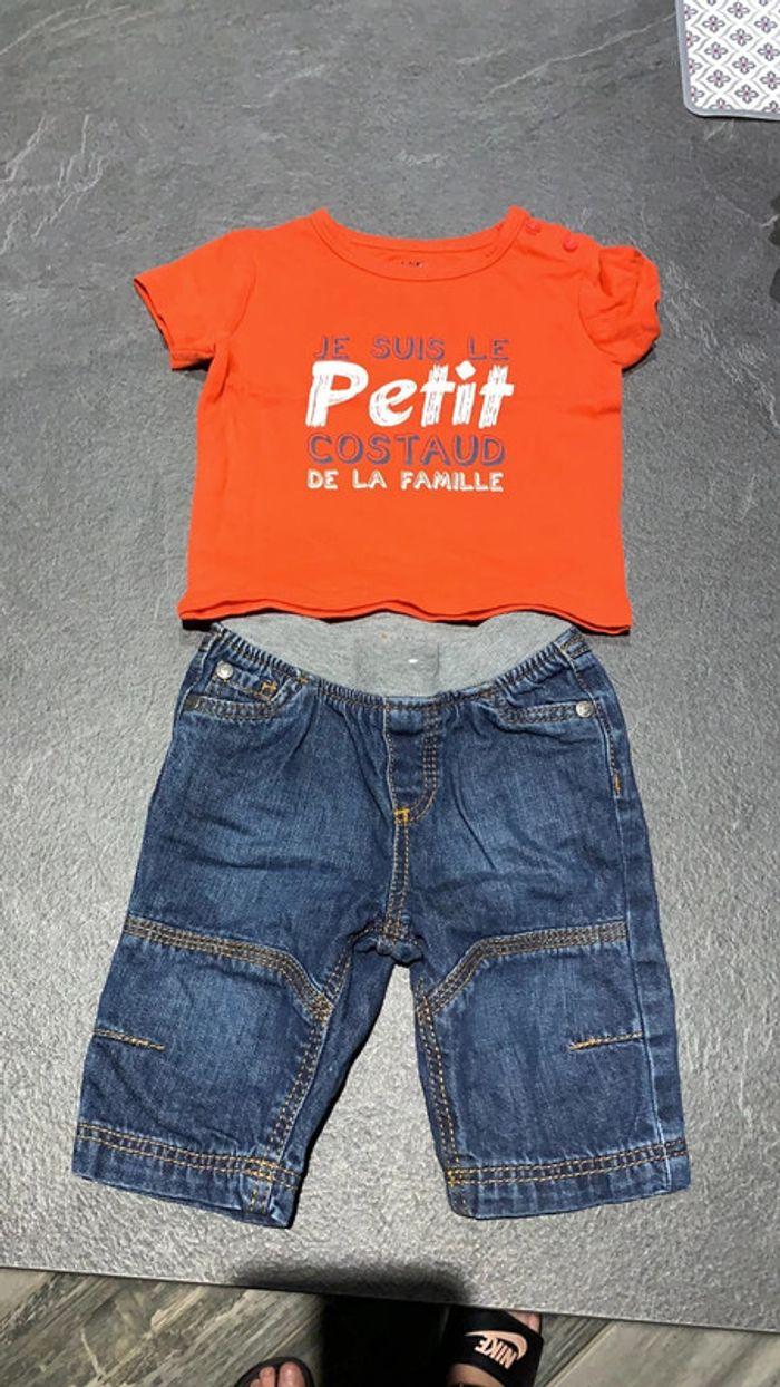 Ensemble tee shirt jean 3 mois - photo numéro 1