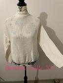 Pull oversize à manches longues blanc grosse maille col montant bershka taille XS