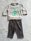 ensemble pyjamas 2 piéces gris crocodile comme neuf 12 mois