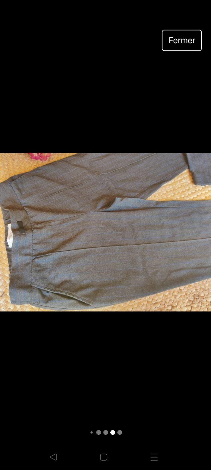 Pantalon type costume ajusté Chino taille élastique Mango taille 34 gris rayures - photo numéro 8