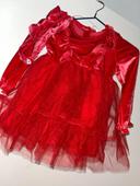 Robe en velours bebe et tulle rouge avec bandeau Neuve