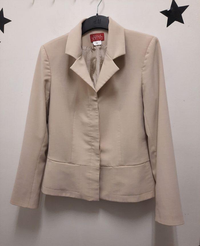 Veste blazer léger beige clair, Nina Kalio, t. 40 - photo numéro 1