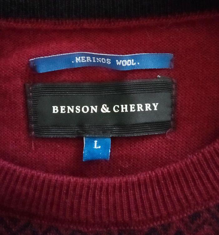 Pull Bordeaux et noir en Mérinos de la marque Benson & Cherry taille L - photo numéro 10