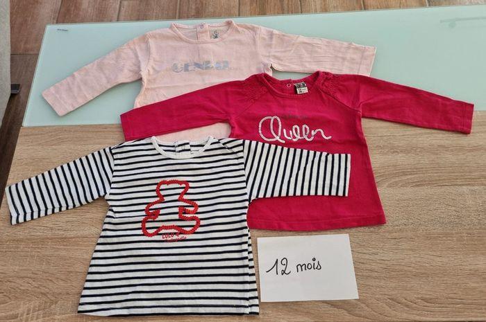 Lot de 3 t-shirts manches longues 12 mois