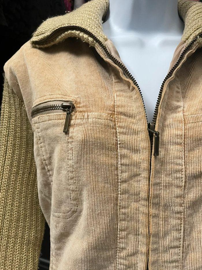 Y2K veste biker col roulé beige S/M - photo numéro 5