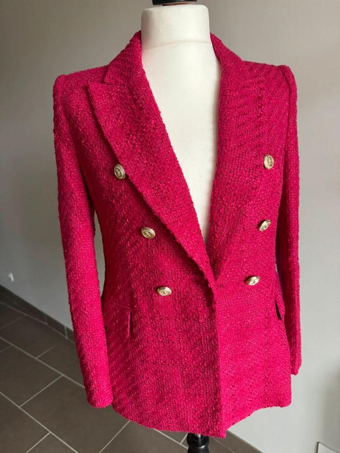 Blazer Zara en tweed rose Taille M 36/38 - photo numéro 1