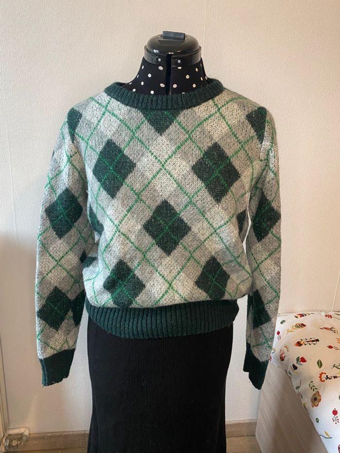 Pull à carreaux vert et gris Bizzbee taille S / 36 - photo numéro 1