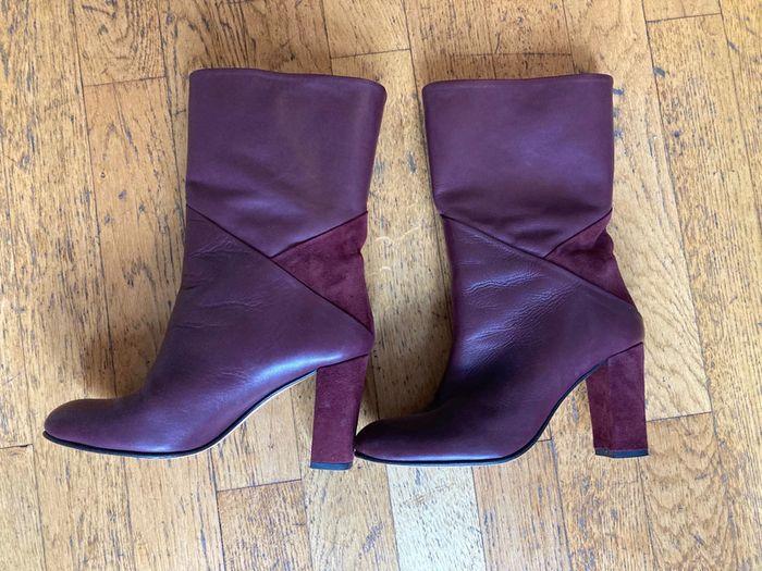 Bottines balzac cuir et daim - photo numéro 2