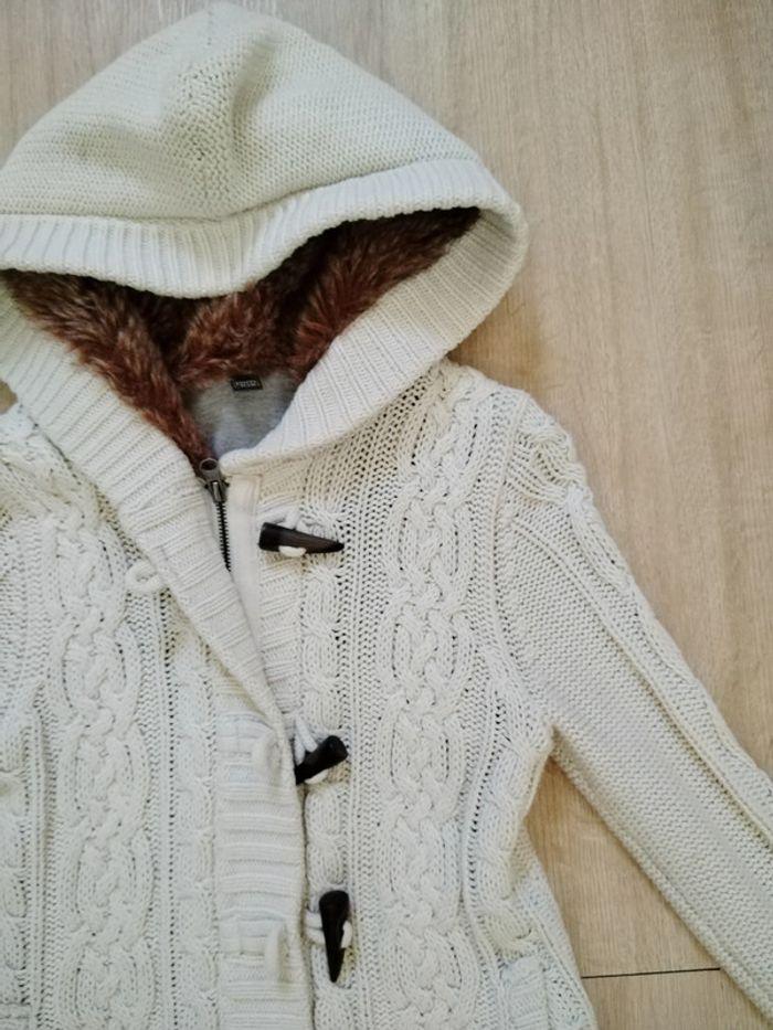 Veste / gilet torsadé à capuche zippé XS/S - photo numéro 2