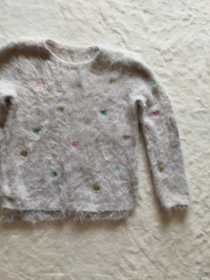 Pull fille doux gris blanc taille 8/10ans - photo numéro 3