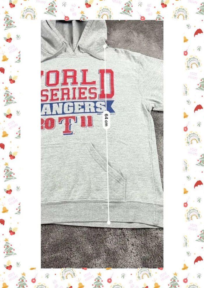 👕 Sweat à capuche University Rare Vintage y2k 90s 2000s World Series Rangers 2011 Gris Taille S 👕 - photo numéro 3