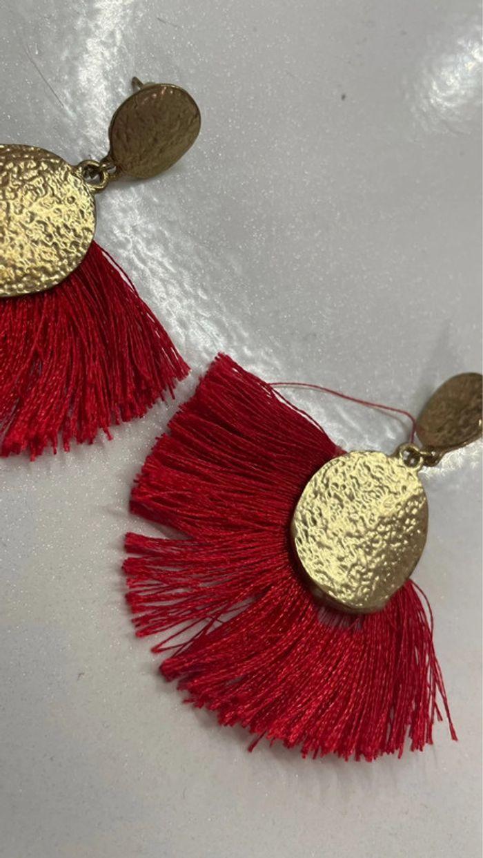 Boucles d’oreilles bohème rouge - photo numéro 2