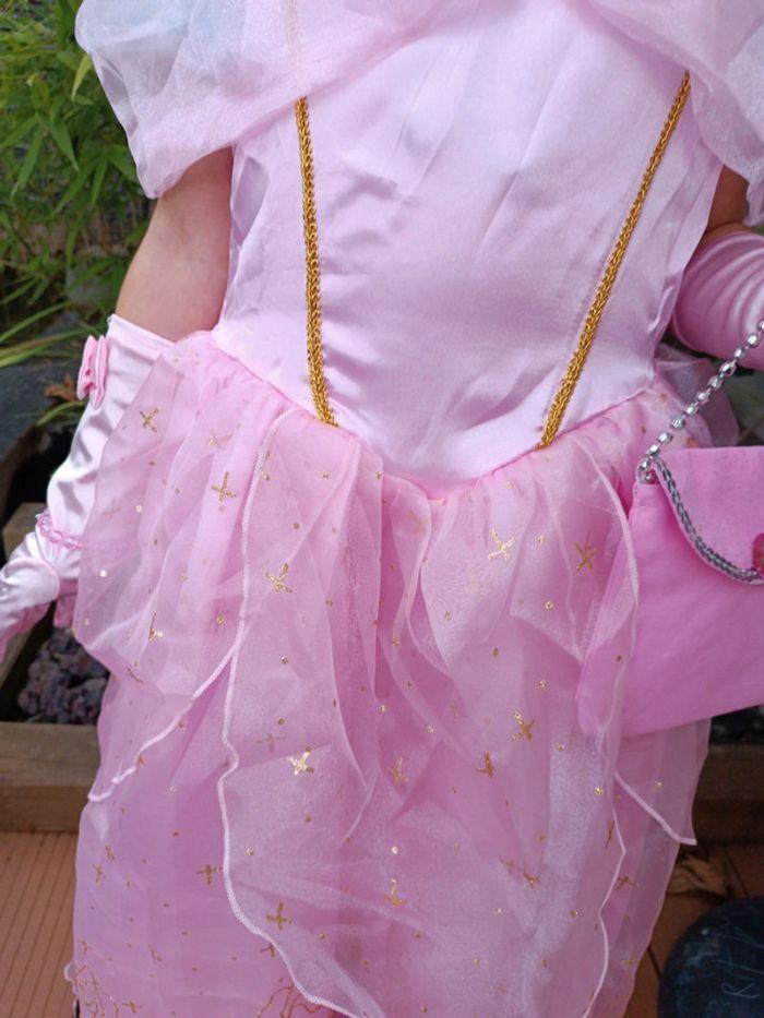 Robe princesse rose pink dress costume déguisement fleur flower belle Bijou baguette gant sac 10 140 - photo numéro 6