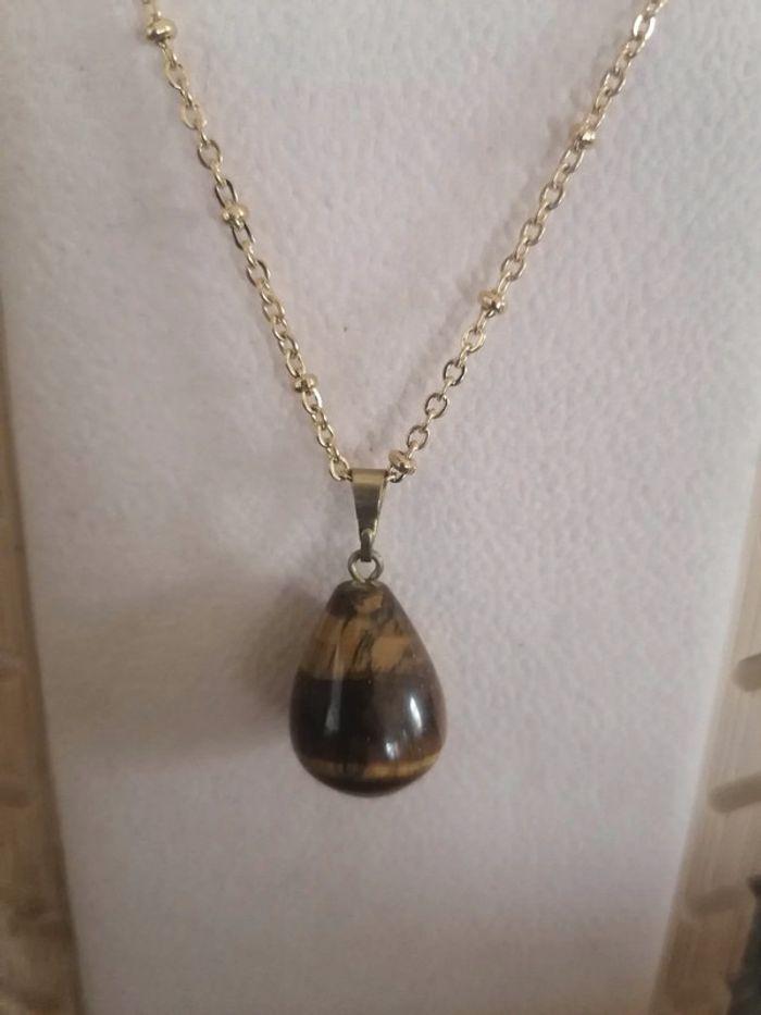 collier en acier inoxydable pendentif œil de tigre - photo numéro 2