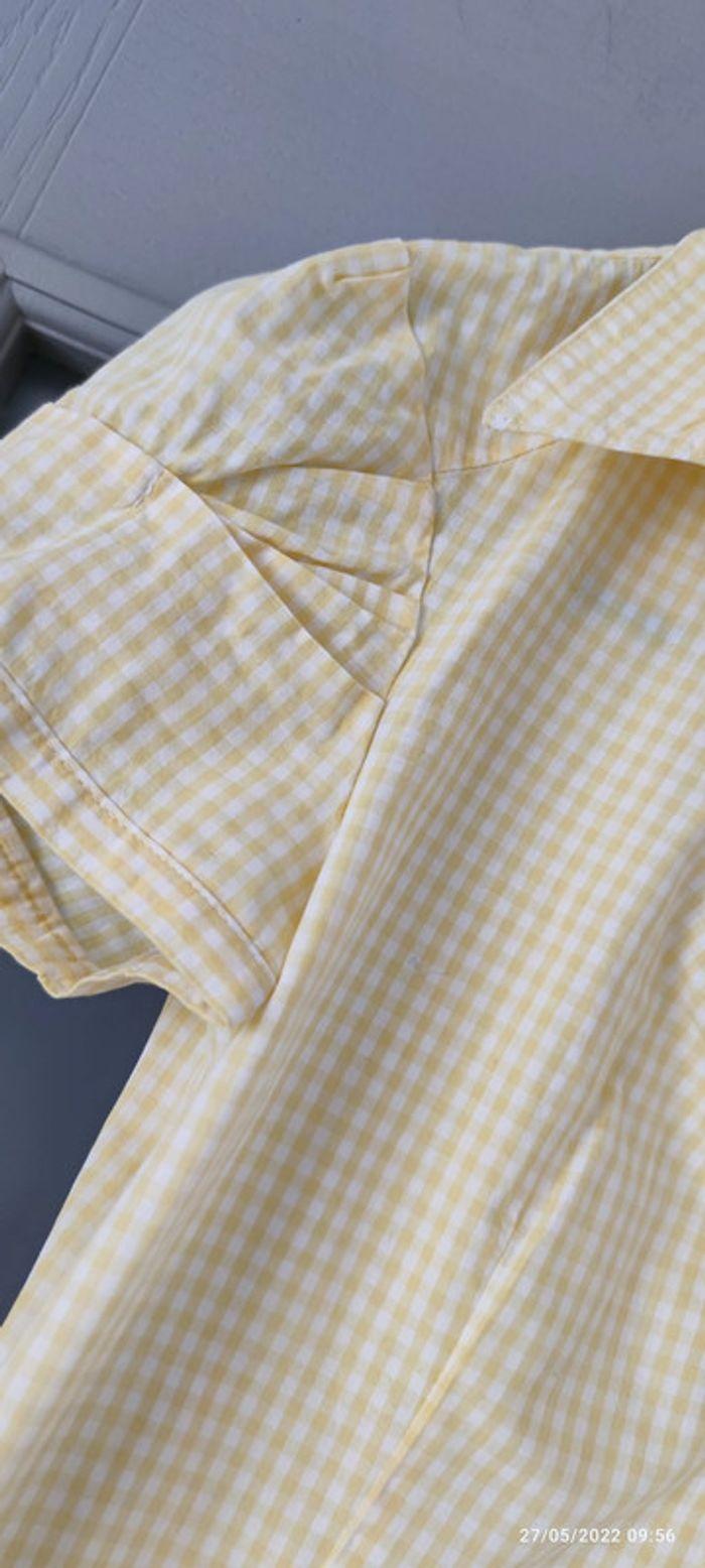 chemise cintrée vichy blanc et jaune vera moda taille S - photo numéro 2