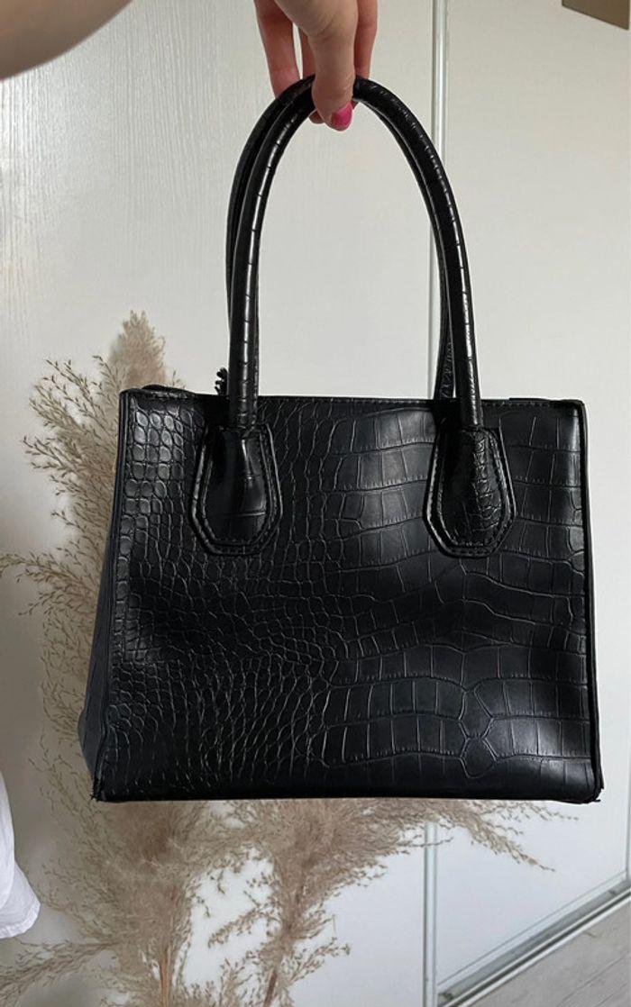 Sac noir en faux cuir croco - photo numéro 1