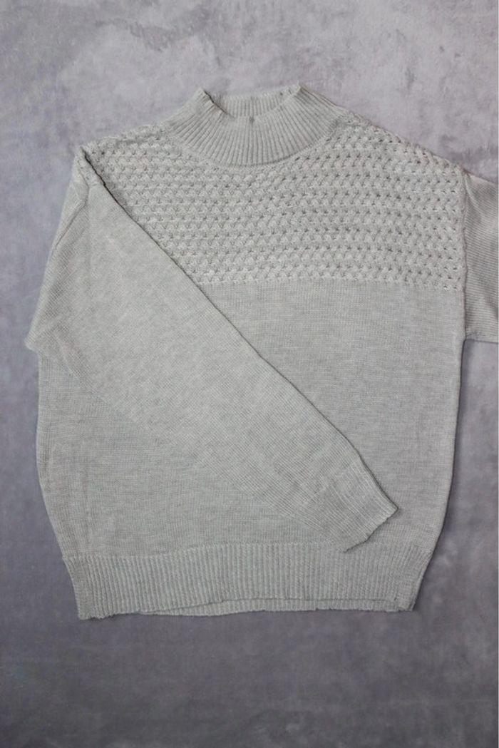 Pull col montant torsadé gris shein taille S 36 neuf - photo numéro 1