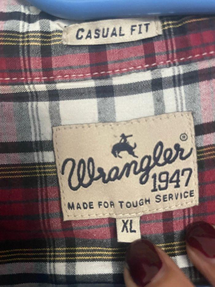 Chemise à manches courtes à carreaux bordeaux noir blanc wrangler taille XL - photo numéro 3