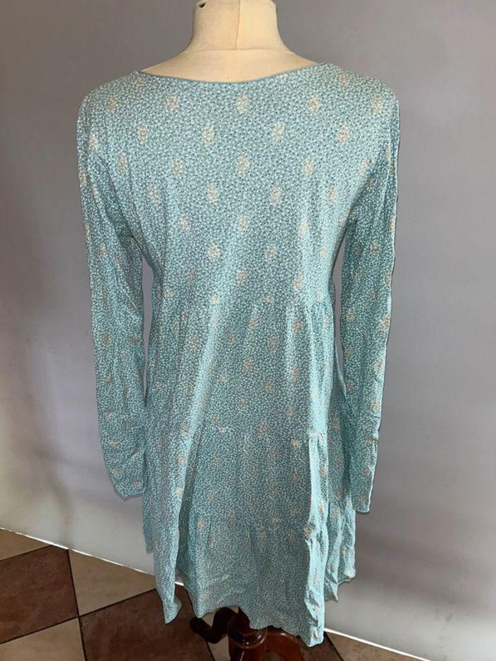 Robe casual en coton bleue turquoise manches longues - photo numéro 5