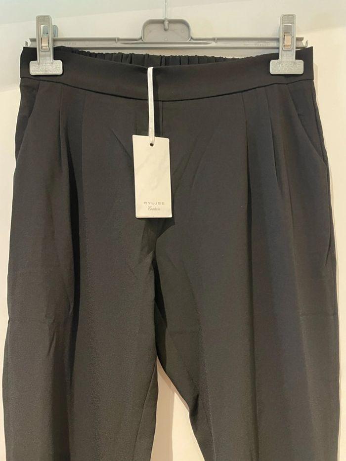 Pantalon court 7/8 noir fluide avec poche style chino taille élastique neuf ryujee taille M - photo numéro 2