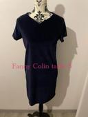 Robe à manches courtes bleu marine en velours doux neuf Fanny Collin taille S