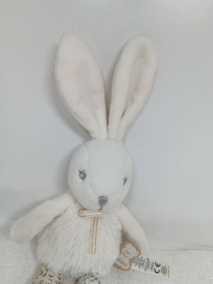 Doudou peluche plush petite petit small baby lapin Bunny bunnies blanc white kaloo grelot - photo numéro 2