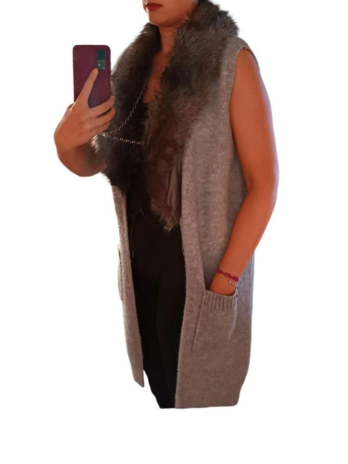 Maxi Gilet fourrure gris - taille M - photo numéro 3