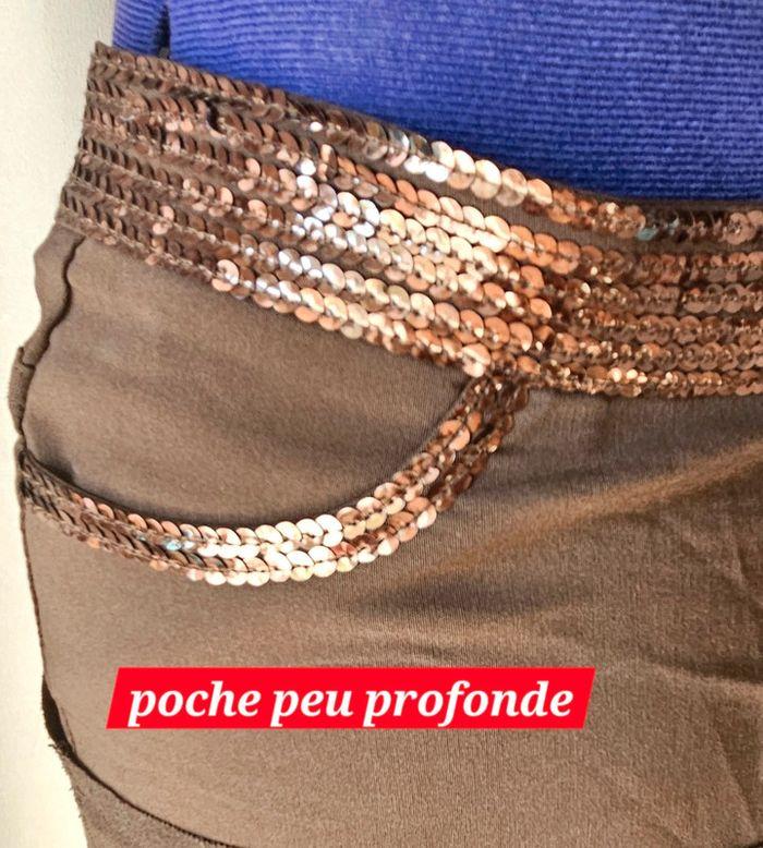 Jupe bi-matière asymétrique ceinture à sequins - photo numéro 3