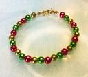 Bracelet avec perles 6mm – Rouge Vert et Doré