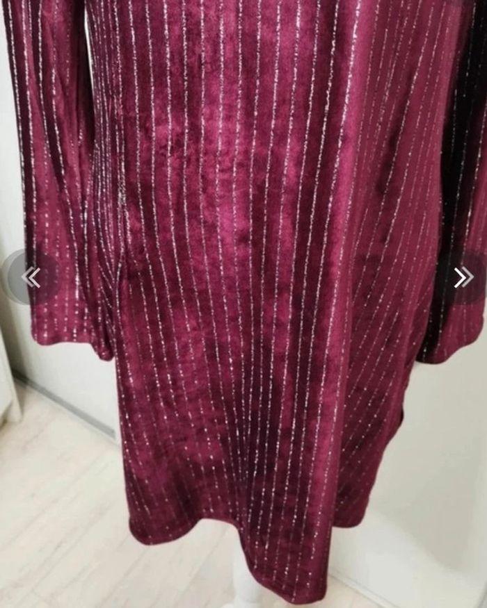 Robe en velours bordeaux a rayures argentées femme taille 38/40 , M/ L 🖤 - photo numéro 7