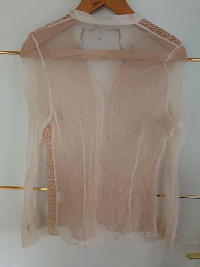 Chemise fine transparente dentelle blanche et beige cacharel taille 40 - photo numéro 11