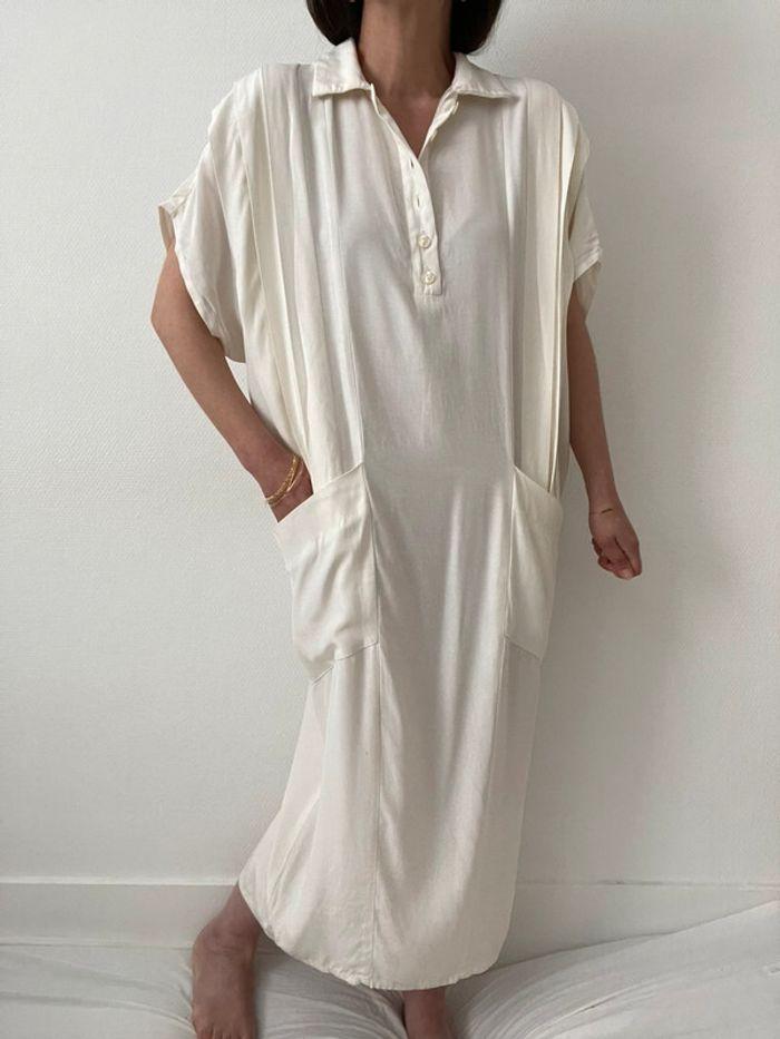 robe ample longue à plis couleur crème - photo numéro 8