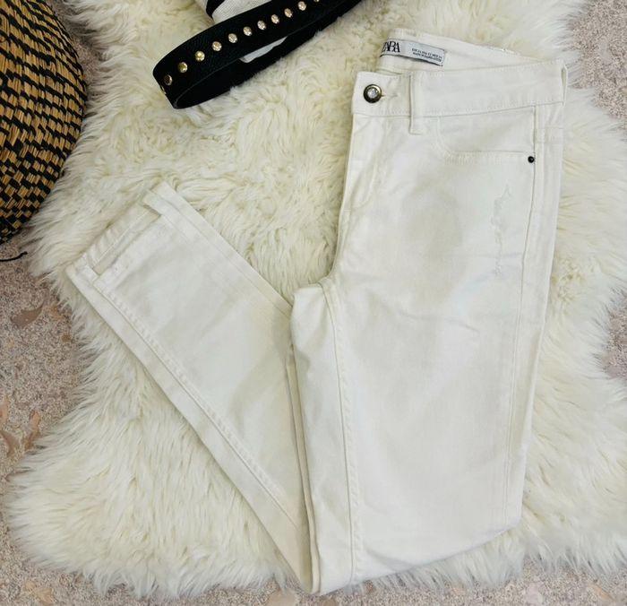 Magnifique pantalon jean blanc Zara XS femme ado - photo numéro 2