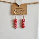 Boucles d'oreilles dorées hypoallergéniques, perles rouges LC412