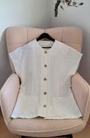 Belle chemise longue tailleur blanche manches courtes Vintage