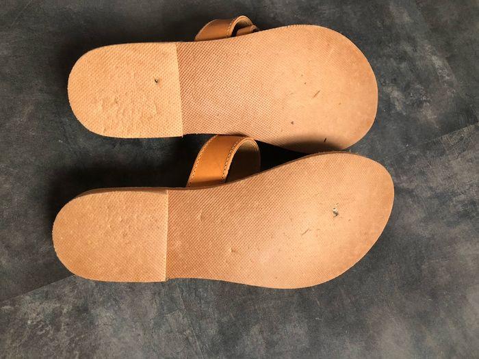 Sandales tong cuir camel pour pieds larges et forts 38 - photo numéro 6