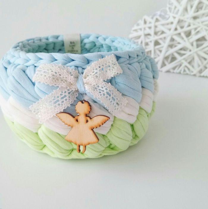 Cadeau naissance baptême, panier rangement pour chambre bebe, vide poche - photo numéro 1