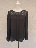 Blouse noire a empiècements dentelle Tissaia taille 40