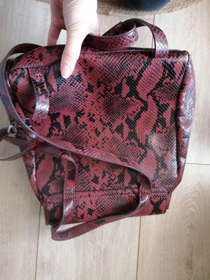 Sac à dos zara python bordeaux et noir - photo numéro 2