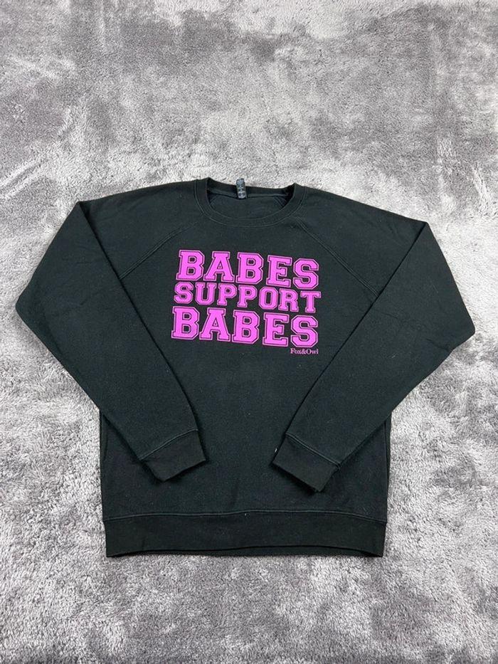 👕 Sweat à capuche Veste University Rare Vintage y2k 90s 2000s Babes Support Babes Noir Taille M 👕 - photo numéro 1